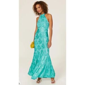 Saylor Blue-Green Silk Everleigh Dress